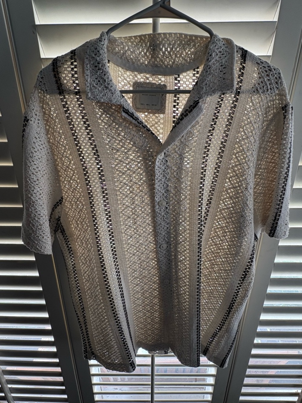 Men's neutral-Knit Short Sleeve Button-Up Shirt